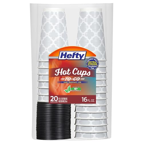 Hefty Paper Disposable Hot Cups with Lids