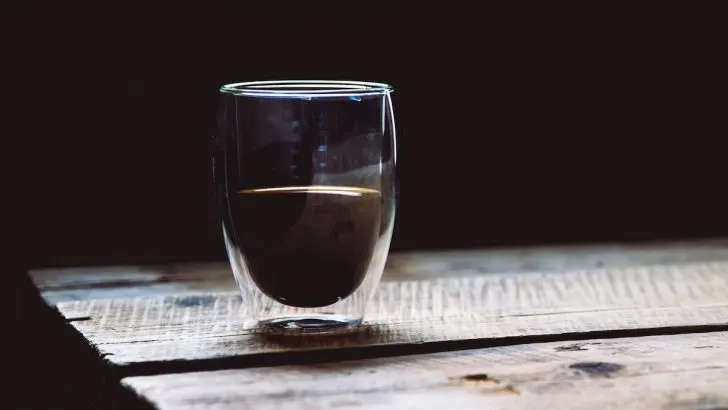 transparent cup of espresso